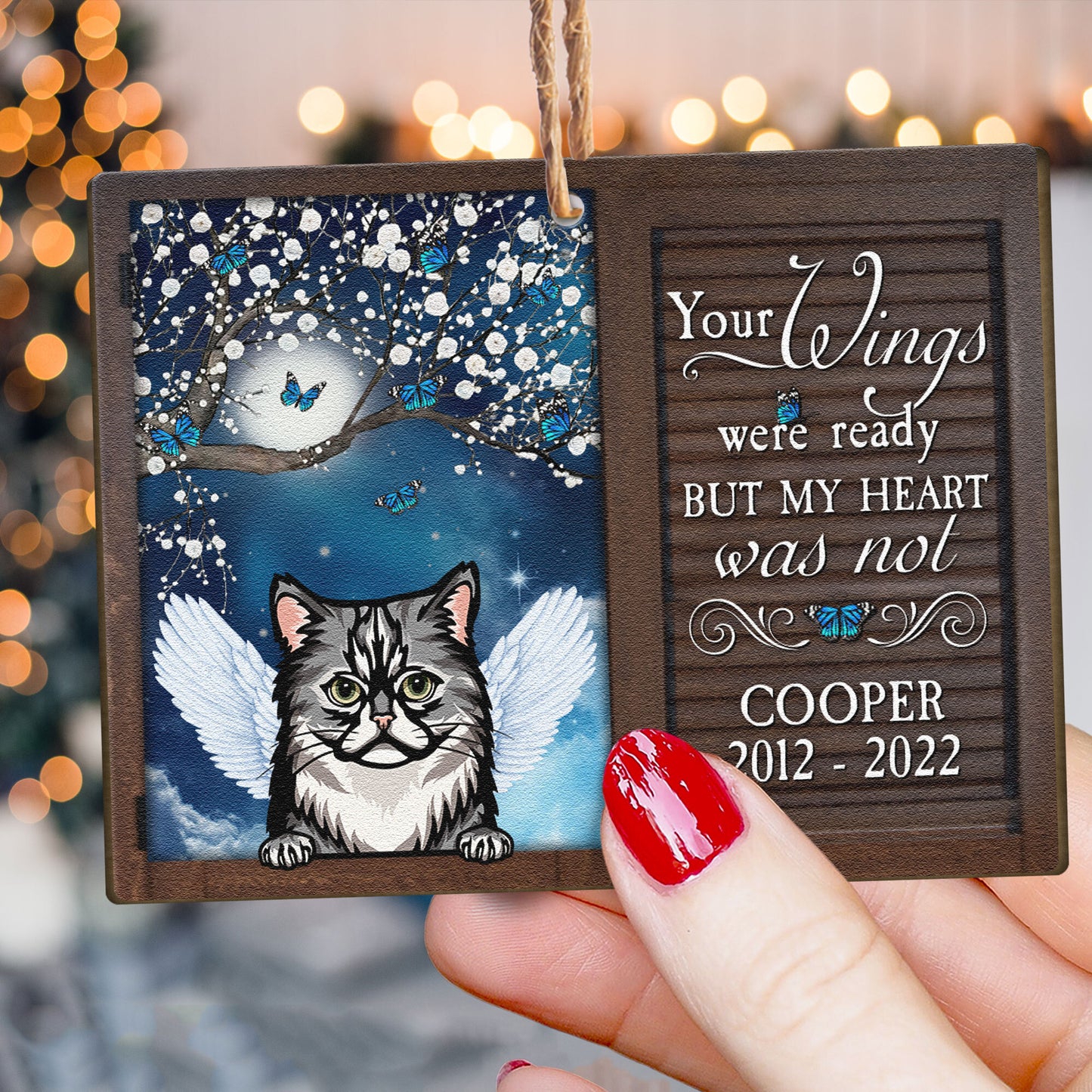 In Loving Memory - Personalized Wooden Ornament - Christmas Gift Memorial Gift For Cat Lovers, Cat Mom, Cat Dad