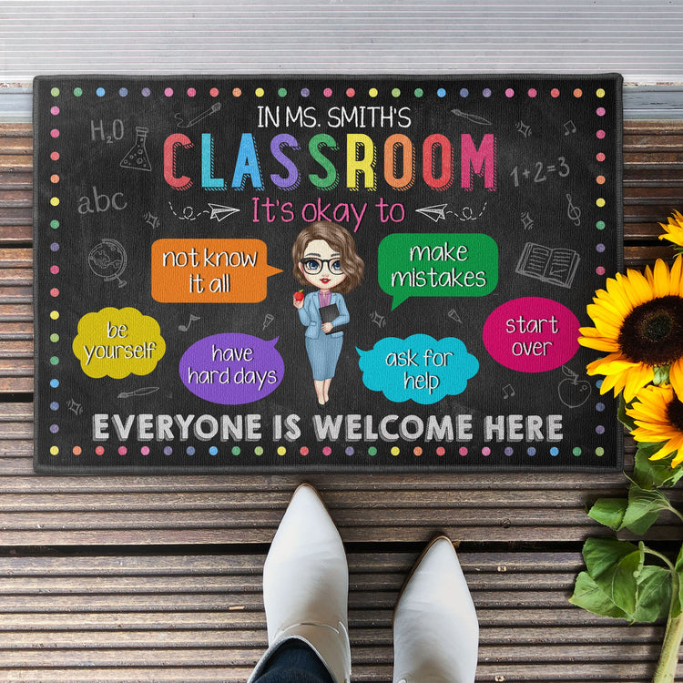 In My Classroom Everything Is Okay - Personalized Doormat - Birthday, Back To School, Classroom Decor Gift For Teachers, School Workers, Students