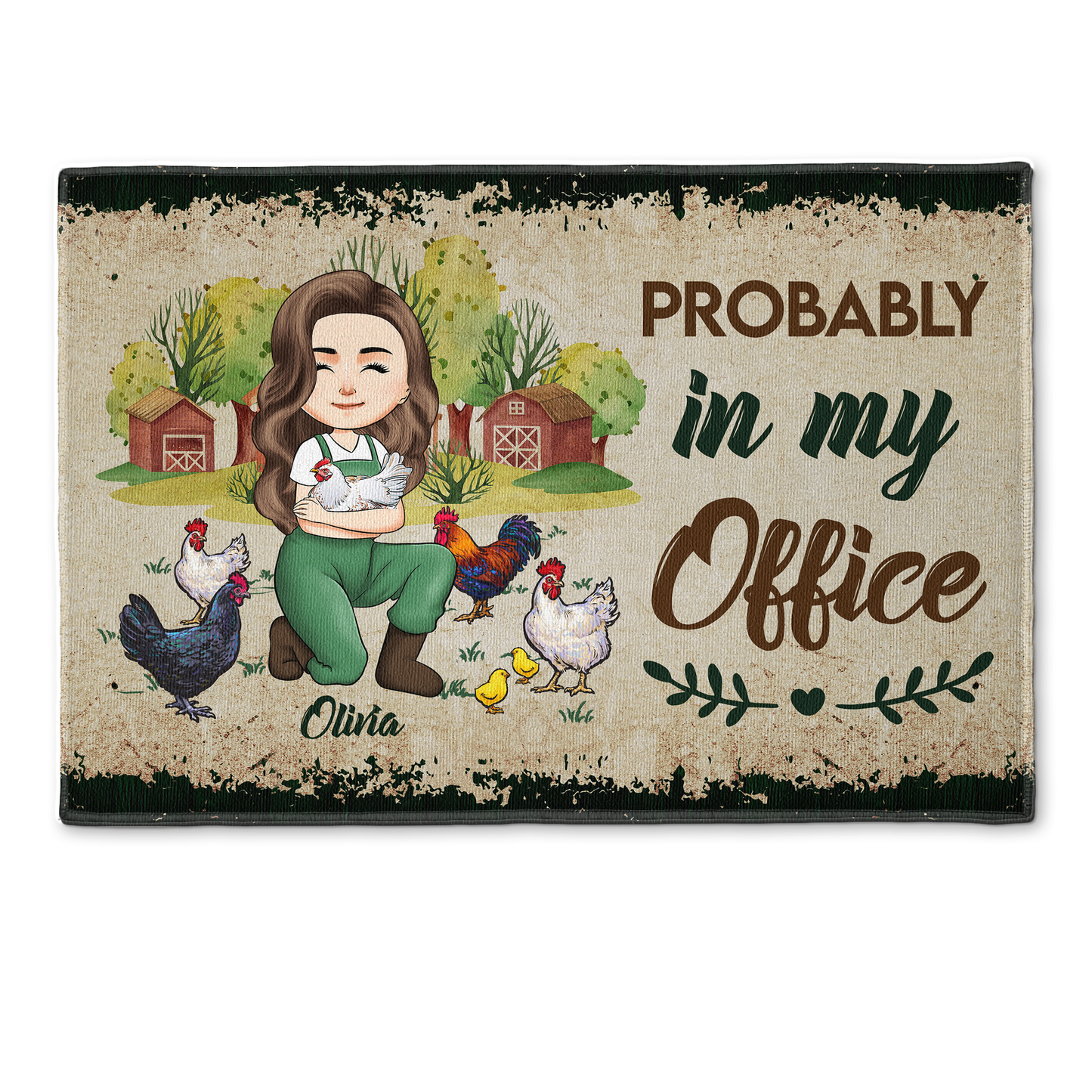 In My Garden In My Office - Personalized Doormat - Outdoor Decoration, Welcome Doormat Gift For Farmer, Gardener, Plant Lady, Mom