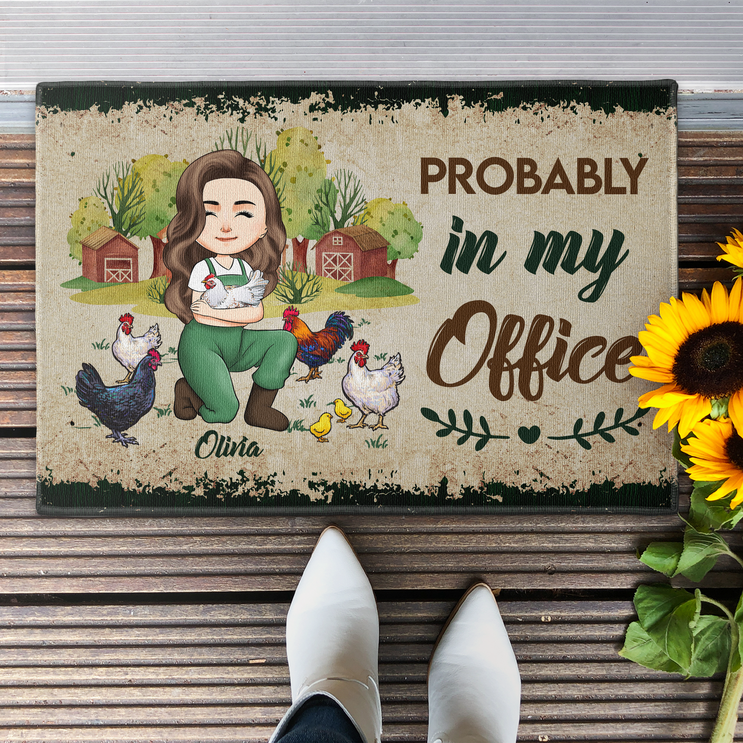 In My Garden In My Office - Personalized Doormat - Outdoor Decoration, Welcome Doormat Gift For Farmer, Gardener, Plant Lady, Mom