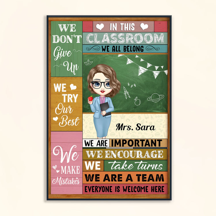 In This Classroom We're A Team - Personalized Poster/Canvas - Christmas, Loving, Welcome Gift For Classrooms, Teachers & Students