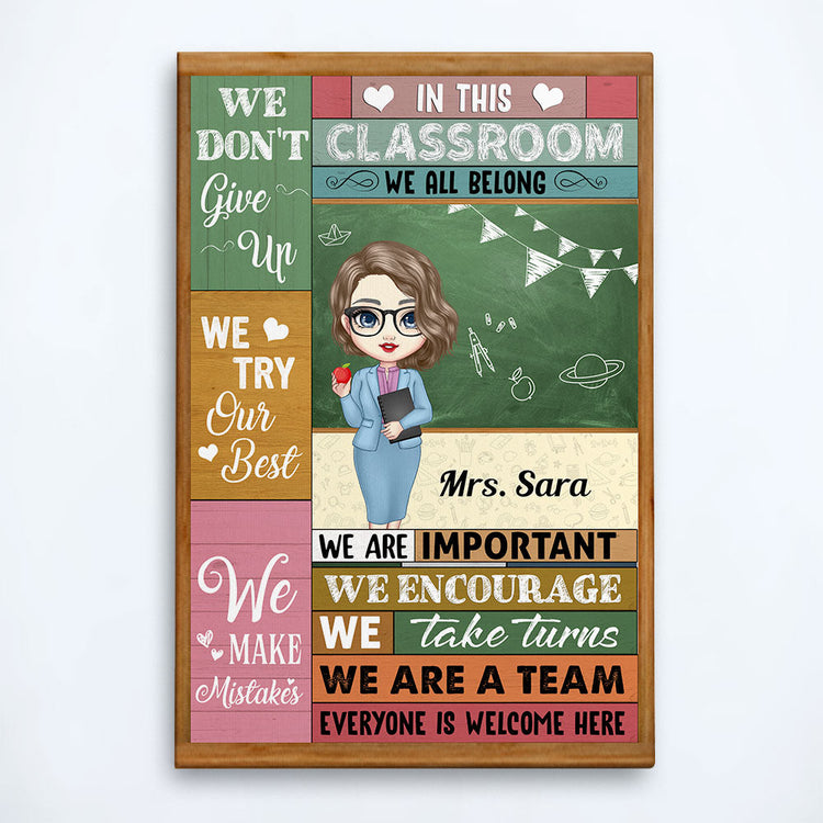 In This Classroom We're A Team - Personalized Poster/Canvas - Christmas, Loving, Welcome Gift For Classrooms, Teachers & Students