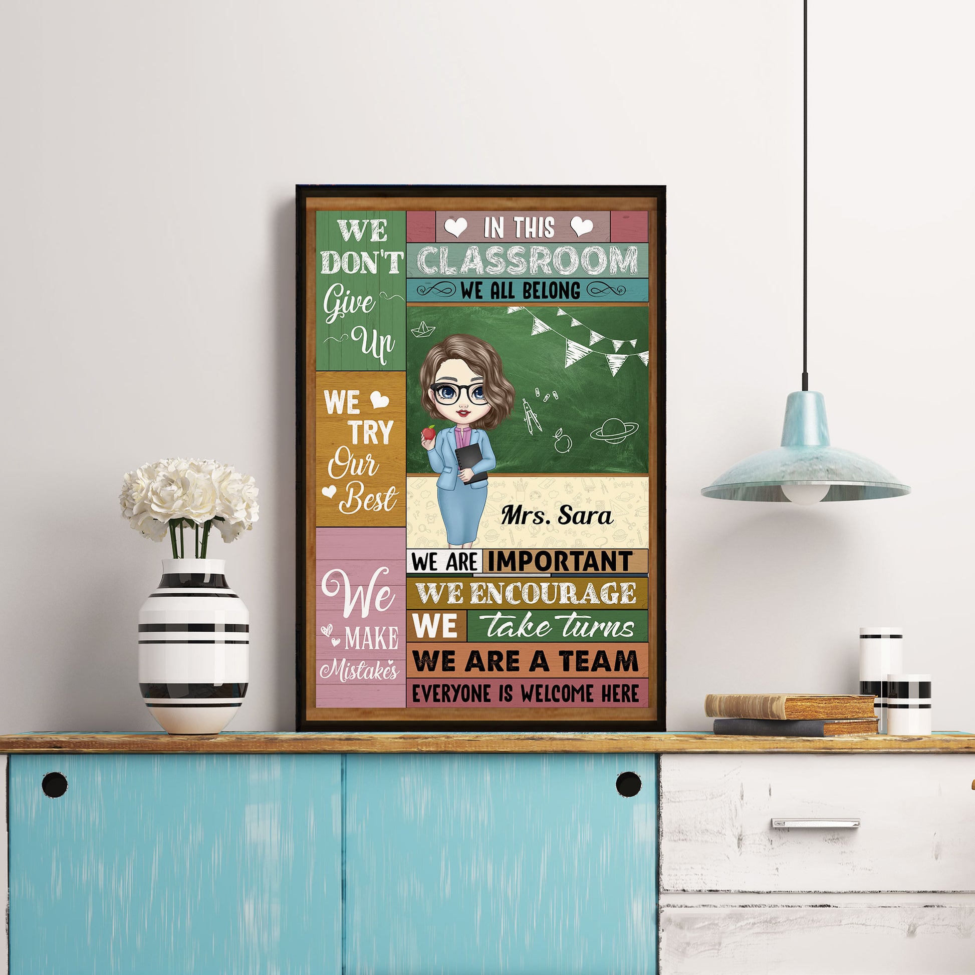 In This Classroom We're A Team - Personalized Poster/Canvas - Christmas, Loving, Welcome Gift For Classrooms, Teachers & Students