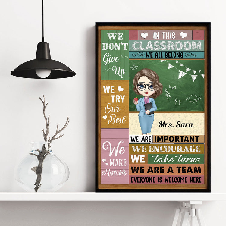 In This Classroom We're A Team - Personalized Poster/Canvas - Christmas, Loving, Welcome Gift For Classrooms, Teachers & Students