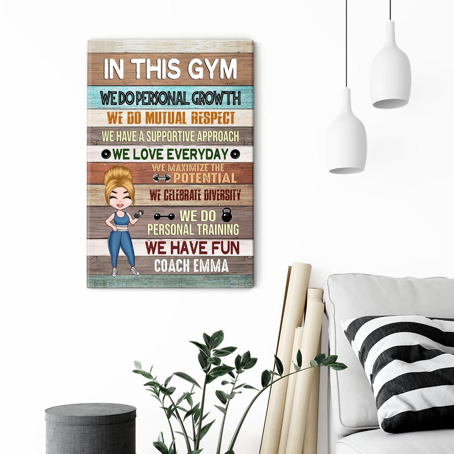 In This Gym - Personalized Poster/Canvas - Gift For Gymer - Chibi Fitness Girl