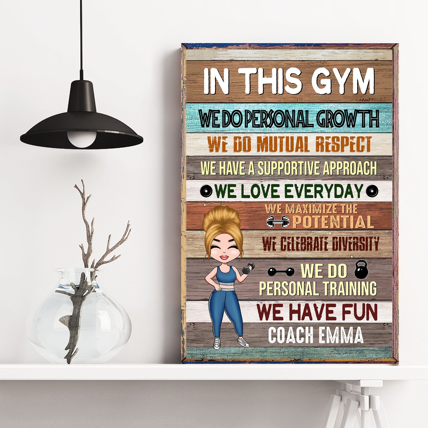 In This Gym - Personalized Poster/Canvas - Gift For Gymer - Chibi Fitness Girl