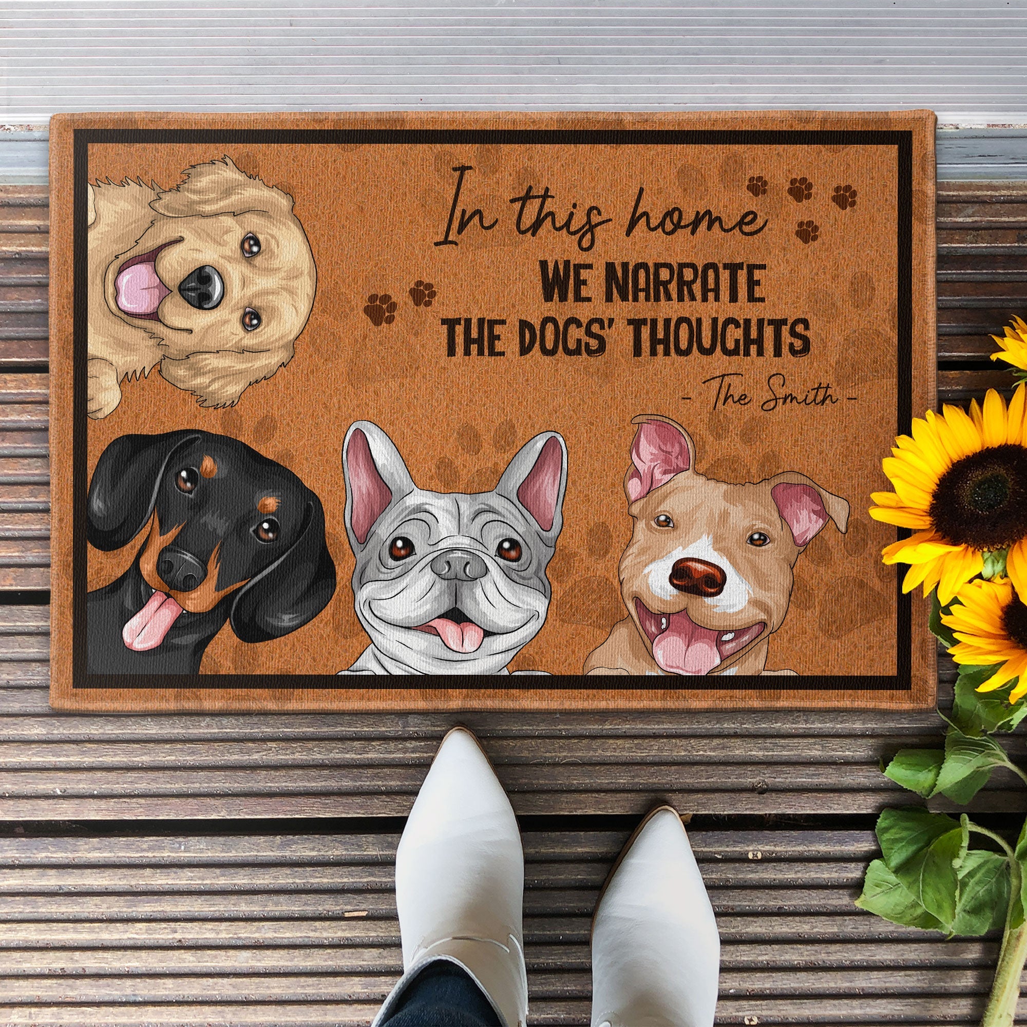 In This Home We Narrate The Cat's Dog's Thoughts - Personalized Doormat