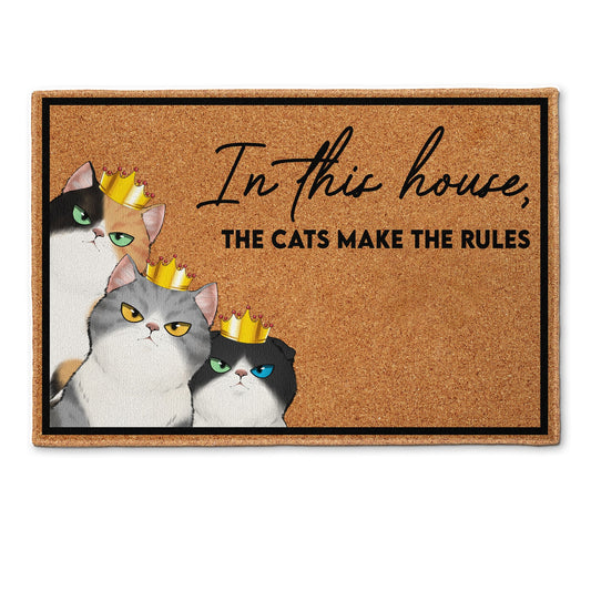 In This House The Cats Make The Rules - Personalized Doormat