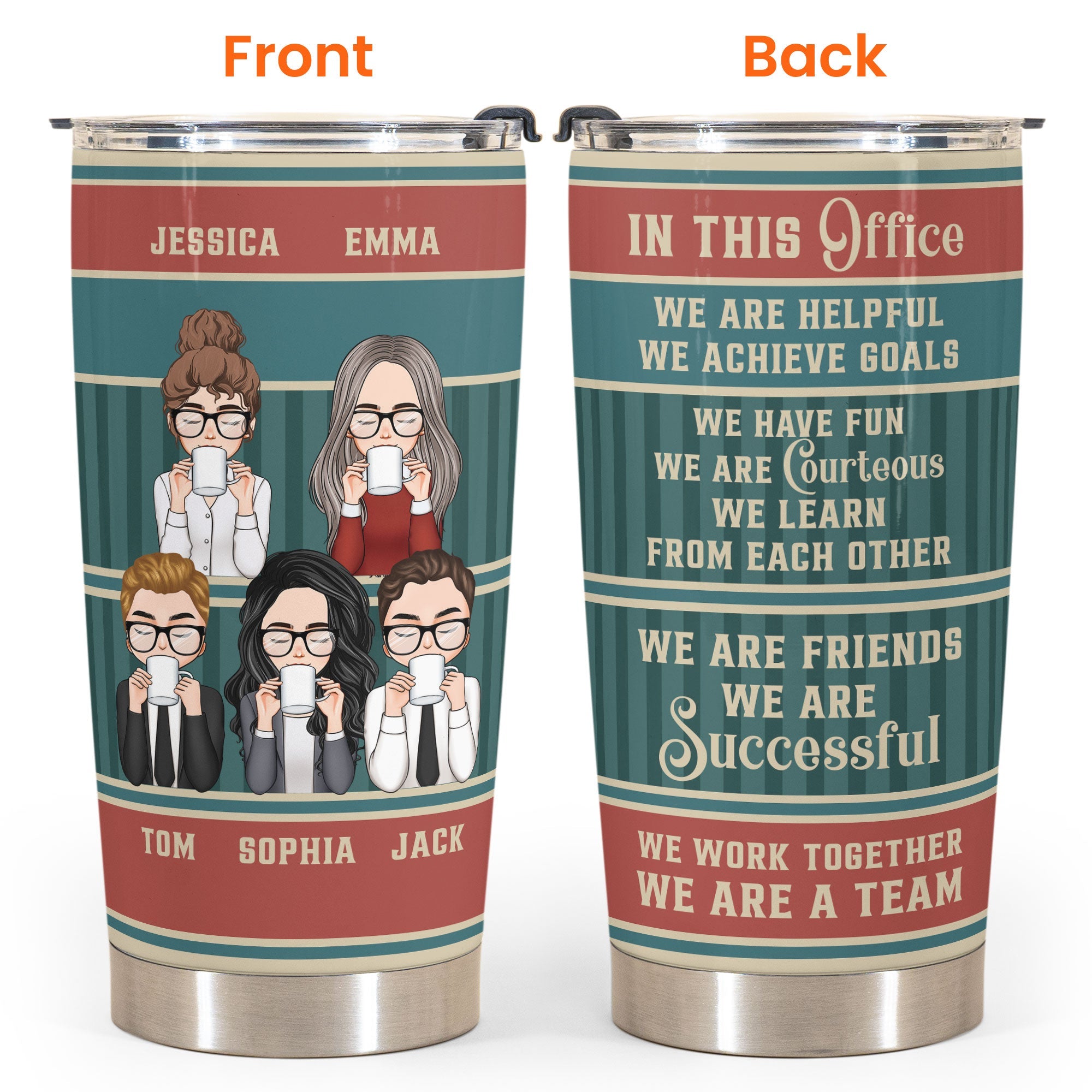 In This Office We Are A Team - Personalized Tumbler Cup - Christmas, Birthday, Leaving Gift For Colleagues, Coworkers, Work Friends