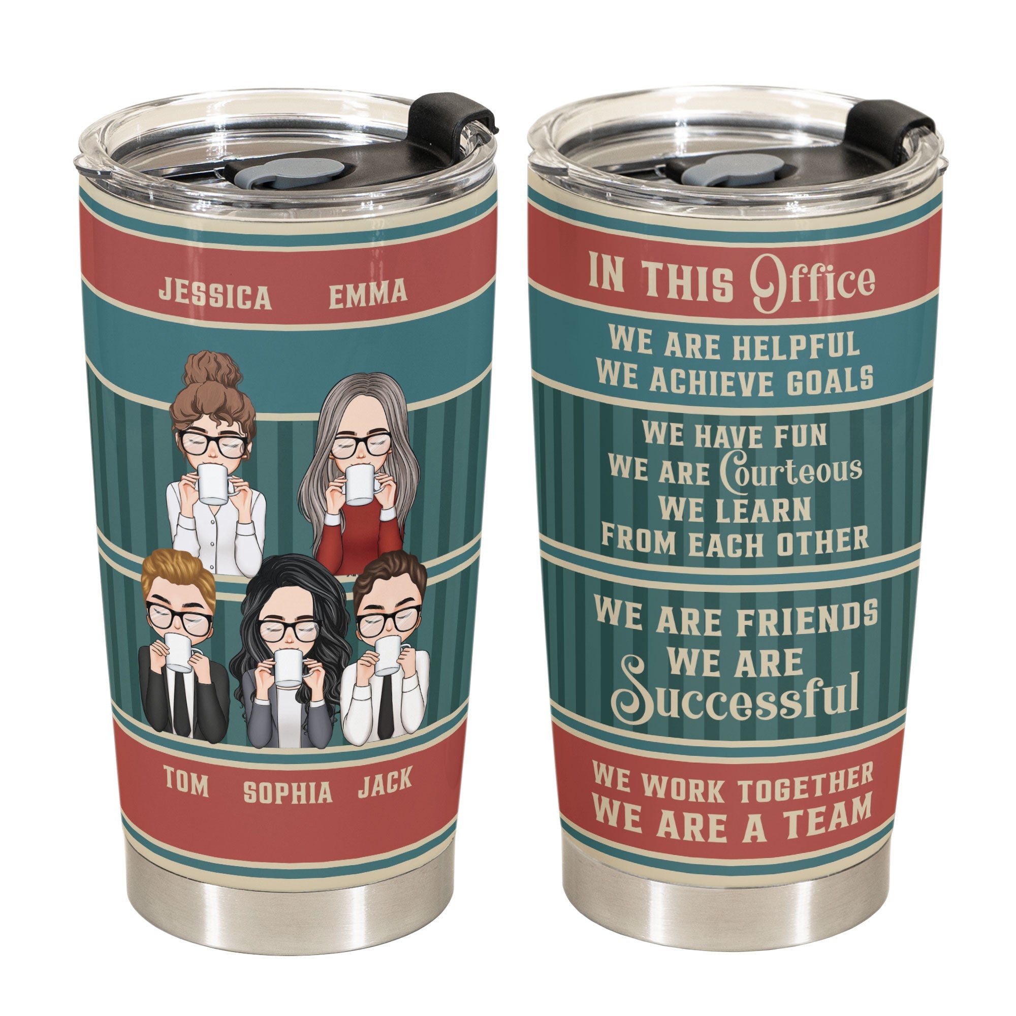 In This Office We Are A Team - Personalized Tumbler Cup - Christmas, Birthday, Leaving Gift For Colleagues, Coworkers, Work Friends