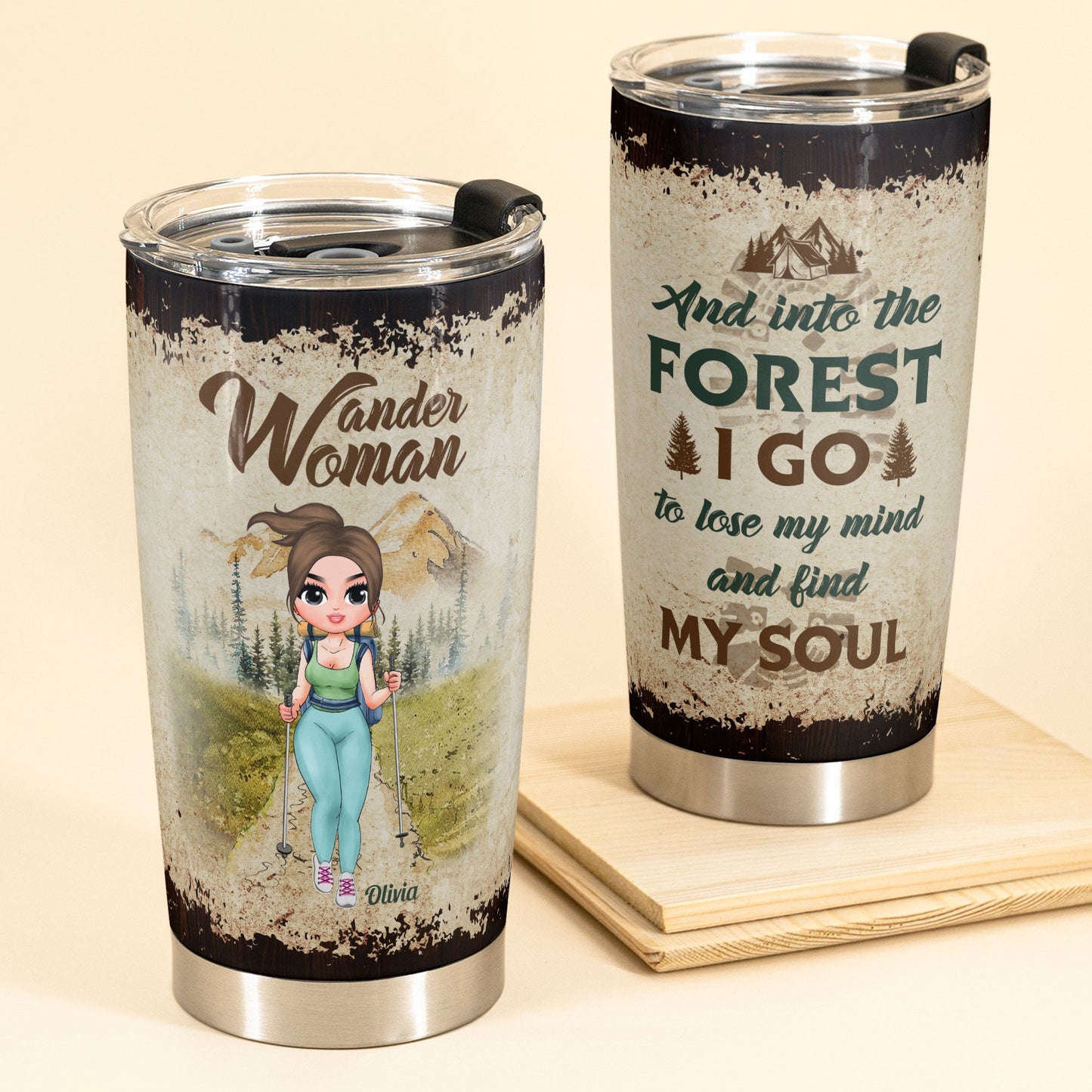 Into The Forest I Go - Personalized Tumbler Cup - Birthday Gift For Hiker, Hiking Lover  - Hiking Girl