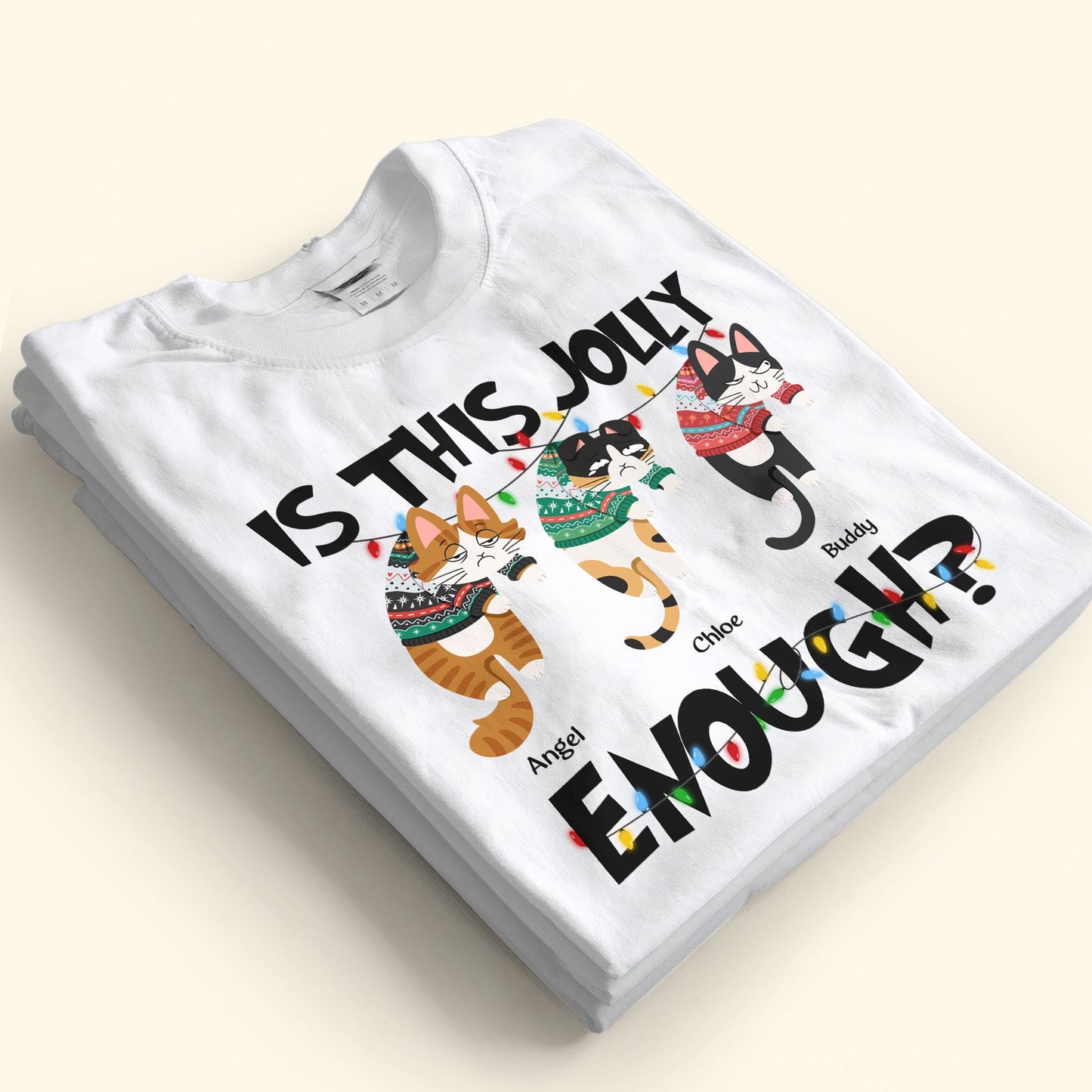 Is This Jolly Enough - Hanging Cat - Personalized Sweatshirt