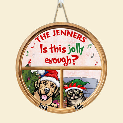Is This Jolly Enough? - Personalized Round Wood Sign