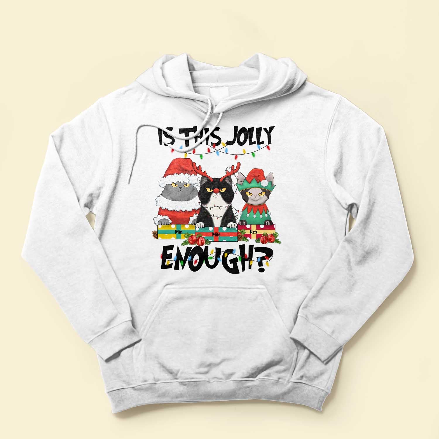 Is This Jolly Enough - Personalized Shirt - Christmas Gift For Cat Lovers, Cat Mom, Cat Dad - Glaring Cat