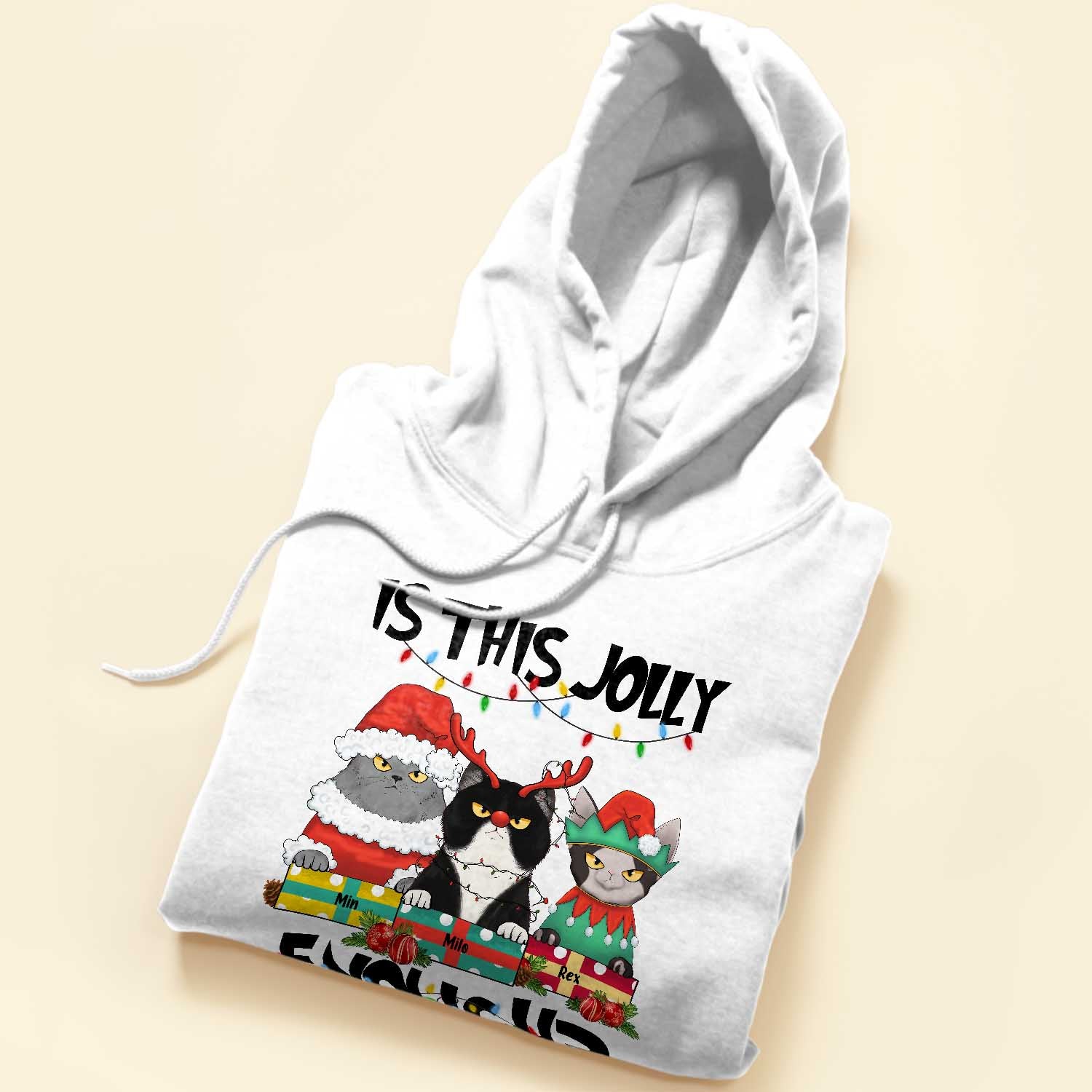 Is This Jolly Enough - Personalized Shirt - Christmas Gift For Cat Lovers, Cat Mom, Cat Dad - Glaring Cat