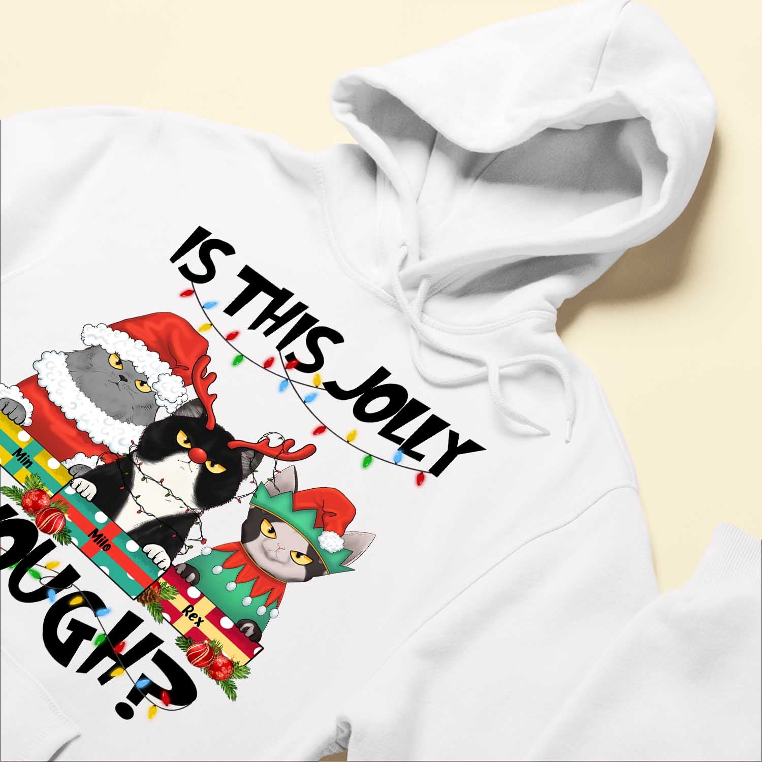 Is This Jolly Enough - Personalized Shirt - Christmas Gift For Cat Lovers, Cat Mom, Cat Dad - Glaring Cat