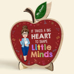 It Takes A Big Heart - Personalized Custom Apple-Shaped 2 Layers Wooden Plaque