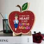It Takes A Big Heart - Personalized Custom Apple-Shaped 2 Layers Wooden Plaque