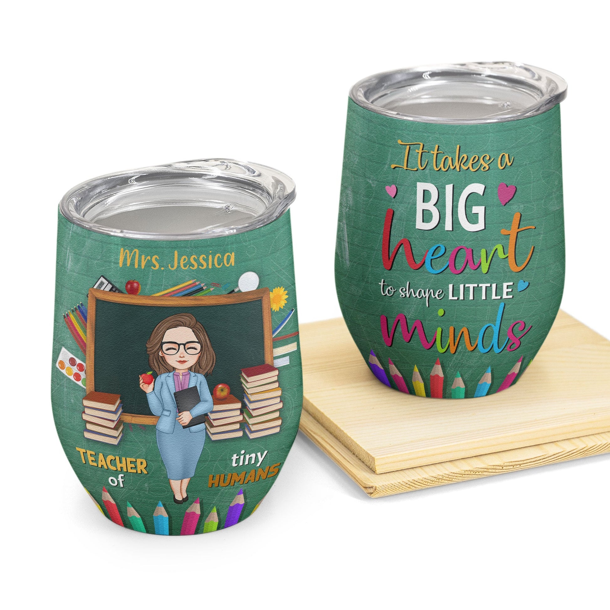 A Big Heart - Personalized Tumbler Cup - Birthday Gift For Teacher  Colleague Student