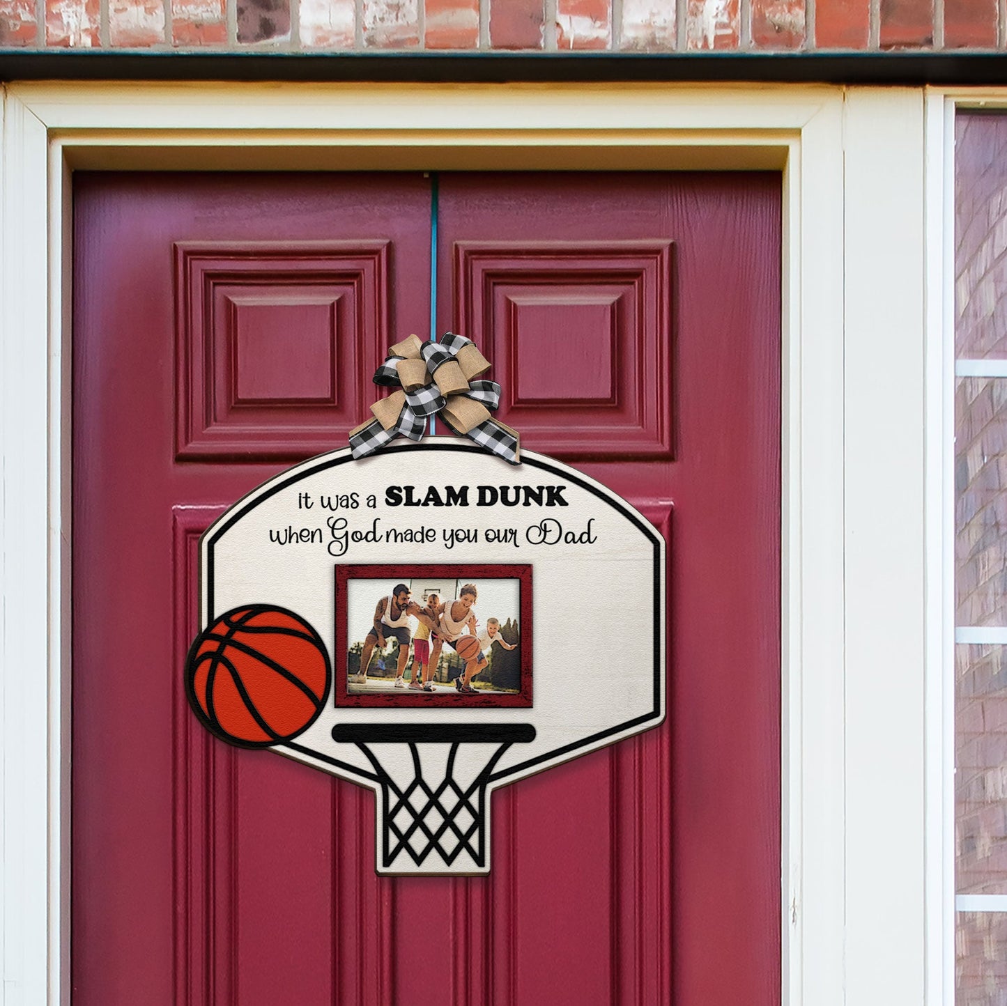 It Was A Slam Dunk - Personalized Custom Shaped Wood Photo Sign