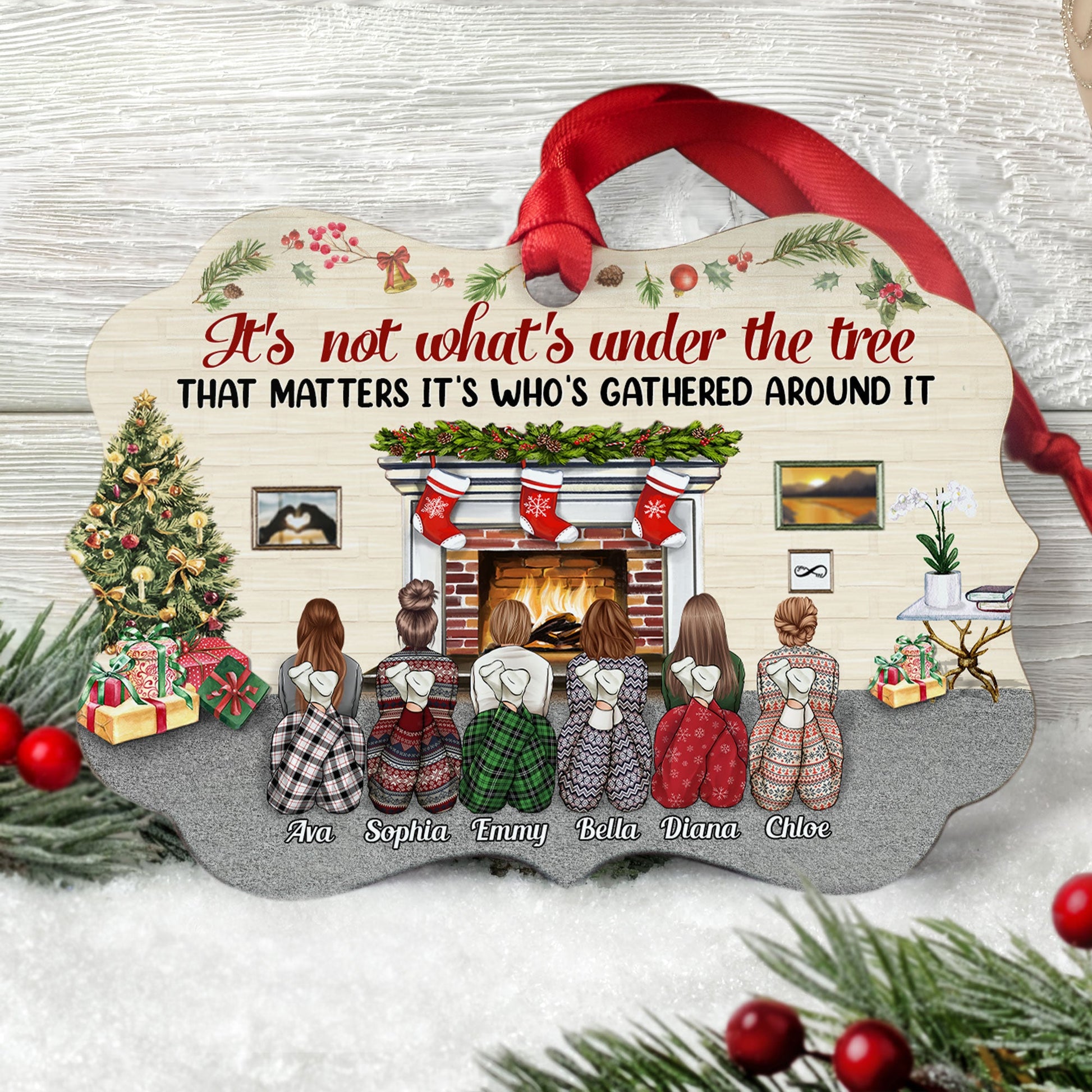 There's No Greater Gift Than Friendship - Personalized Aluminum Ornament -  Family Sitting