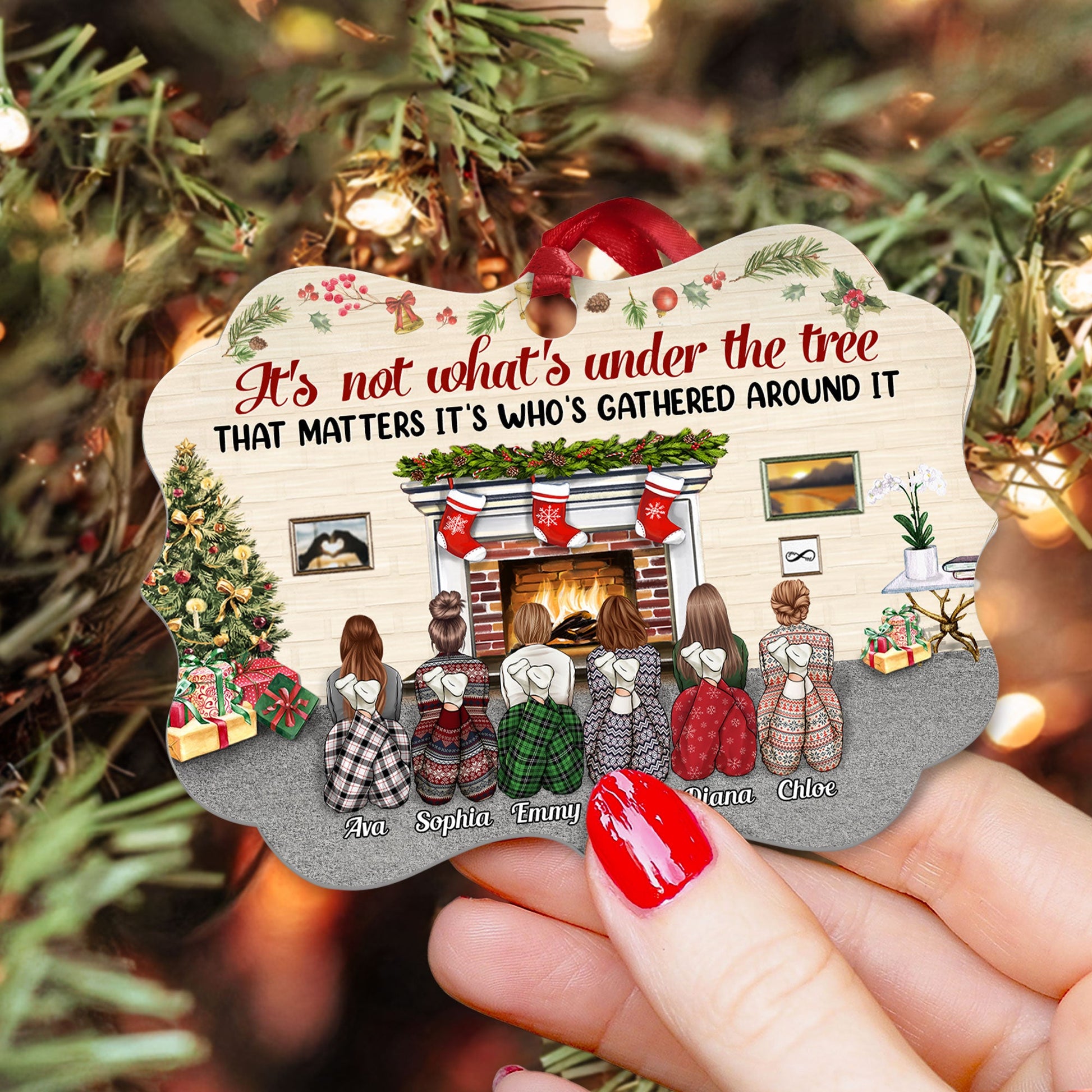 There's No Greater Gift Than Friendship - Personalized Aluminum Ornament -  Family Sitting