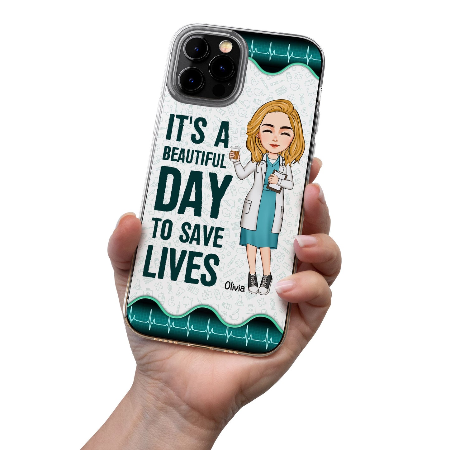 It's A Beautiful Day To Save Lives - Personalized Clear Phone Case