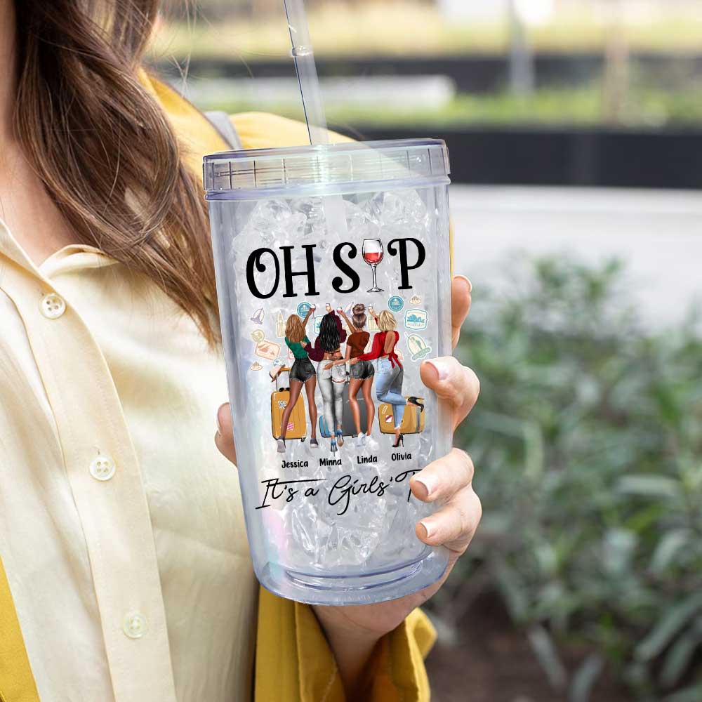 It's A Girls' Trip - Personalized Acrylic Tumbler With Straw