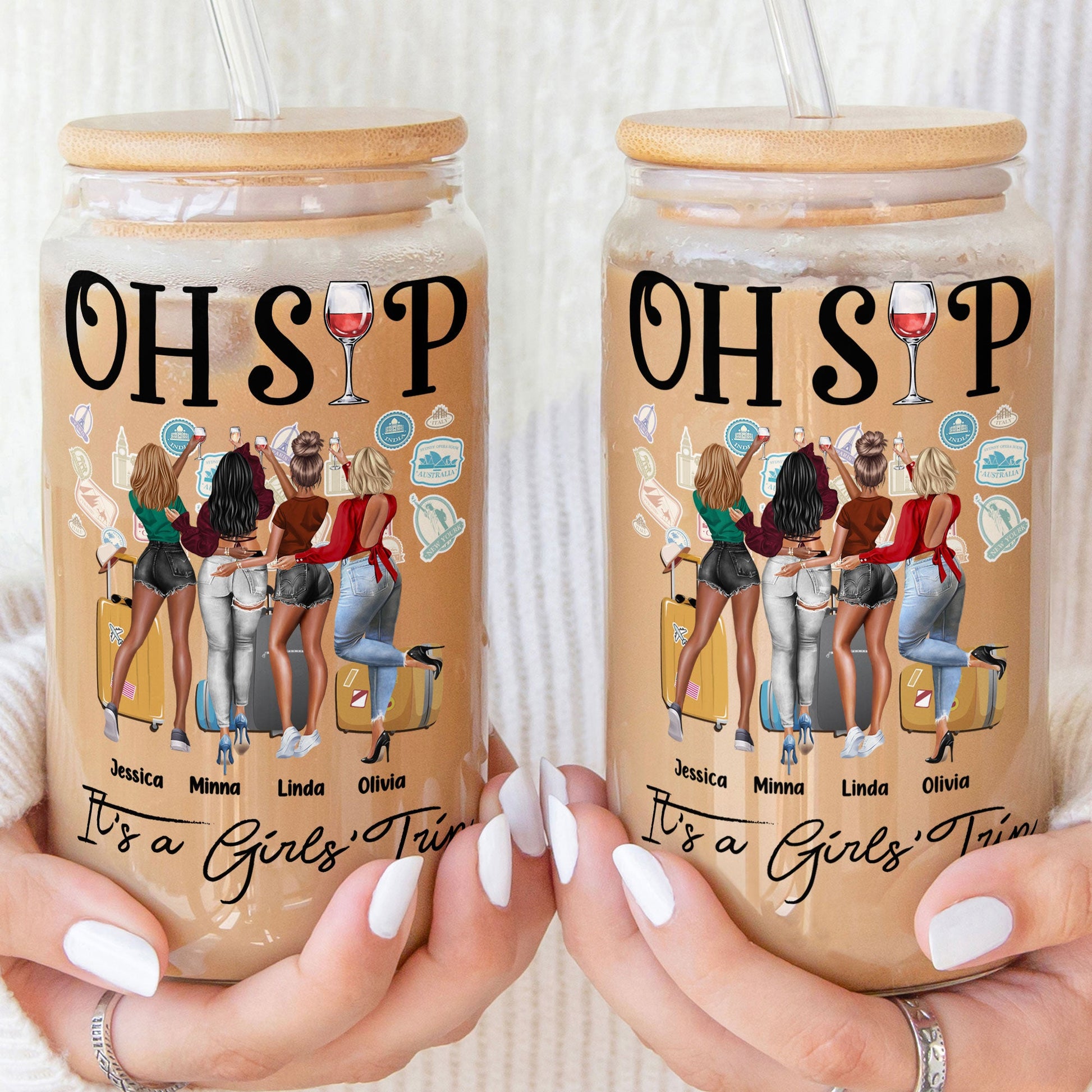 It's A Girls' Trip - Personalized Clear Glass Can