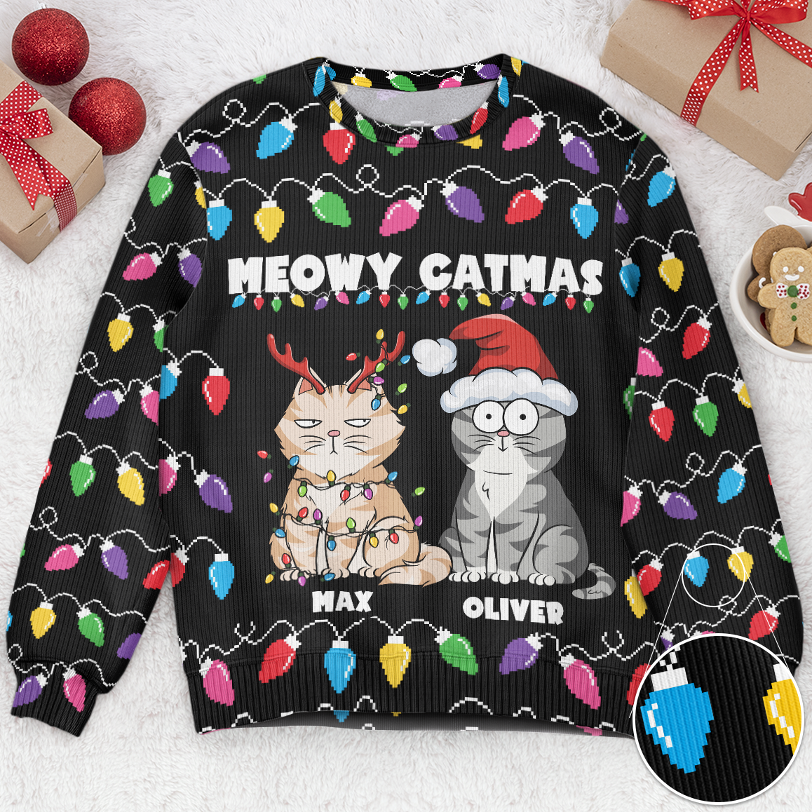 Meowy Catmas Christmas Funny Cats - Personalized Ugly Sweater