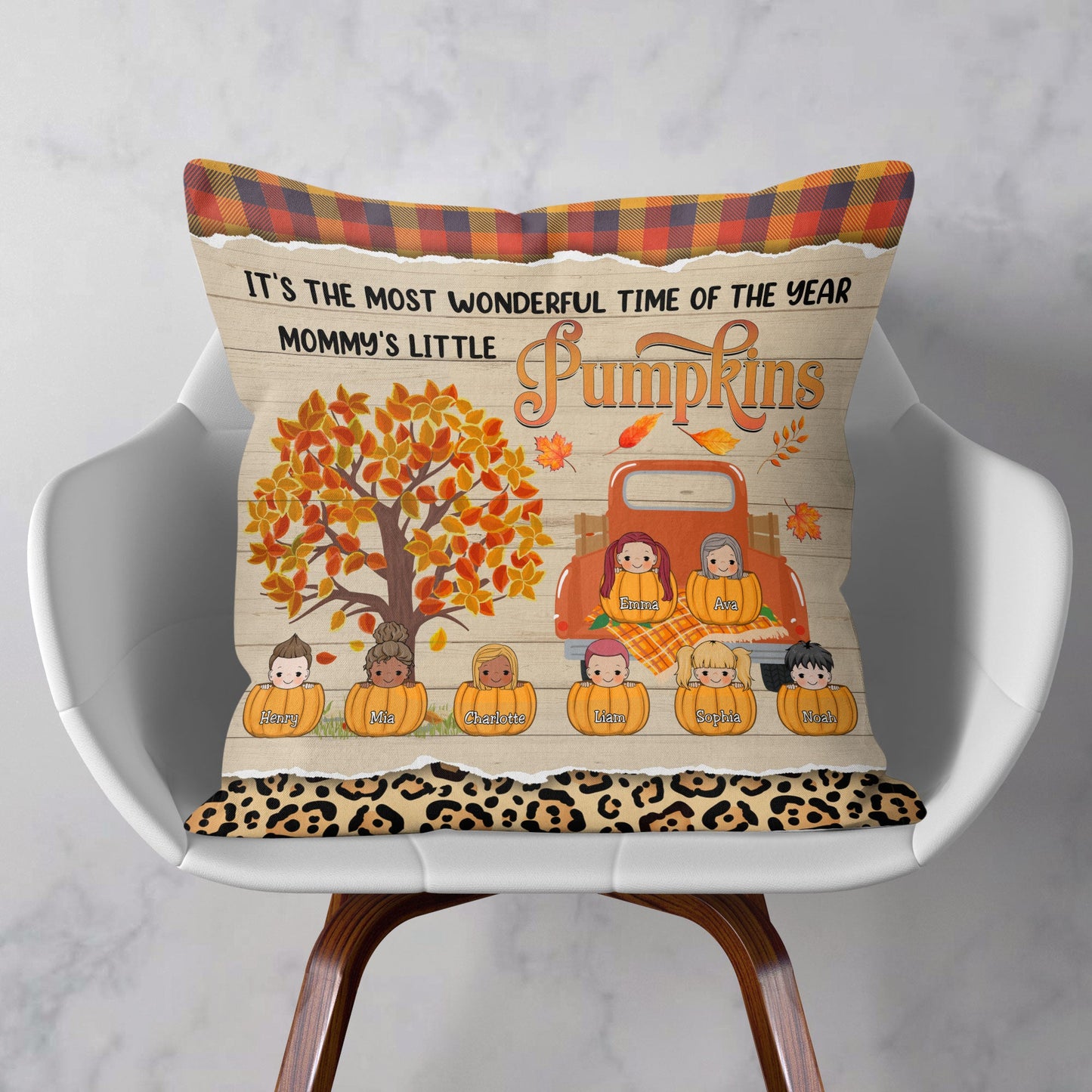 It's The Most Wonderful Time Of The Year - Personalized Pillow (Insert Included) - Fall Season, Home Decor Gift For Family, Mother, Kids