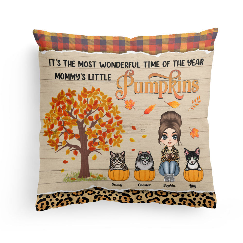 It's The Most Wonderful Time Of The Year - Personalized Pillow - Fall Season Gift For Cat Mom, Cat Owner, Home Decor