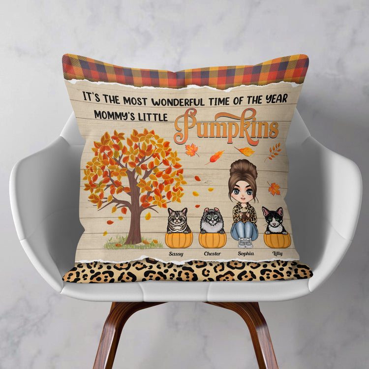 It's The Most Wonderful Time Of The Year - Personalized Pillow - Fall Season Gift For Cat Mom, Cat Owner, Home Decor