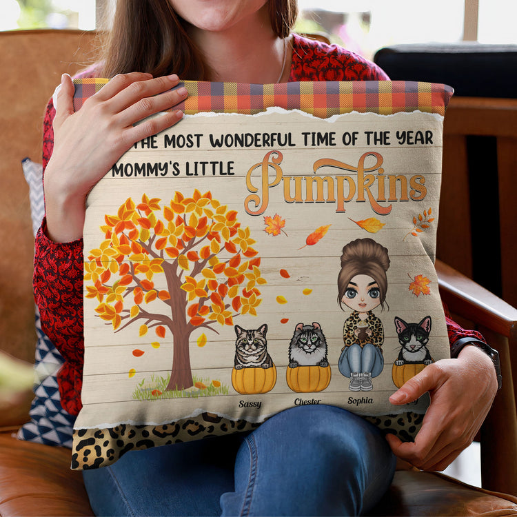 It's The Most Wonderful Time Of The Year - Personalized Pillow - Fall Season Gift For Cat Mom, Cat Owner, Home Decor