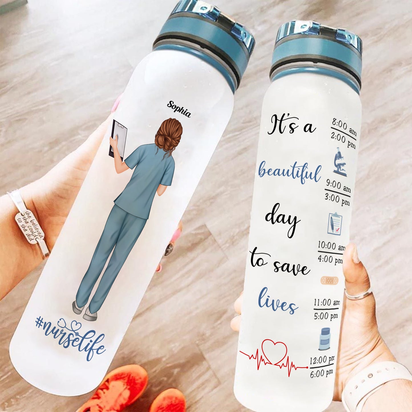 Personalized Water Tracker Bottle - Nurse's Day, Birthday Gift For Nur - A  Gift Customized