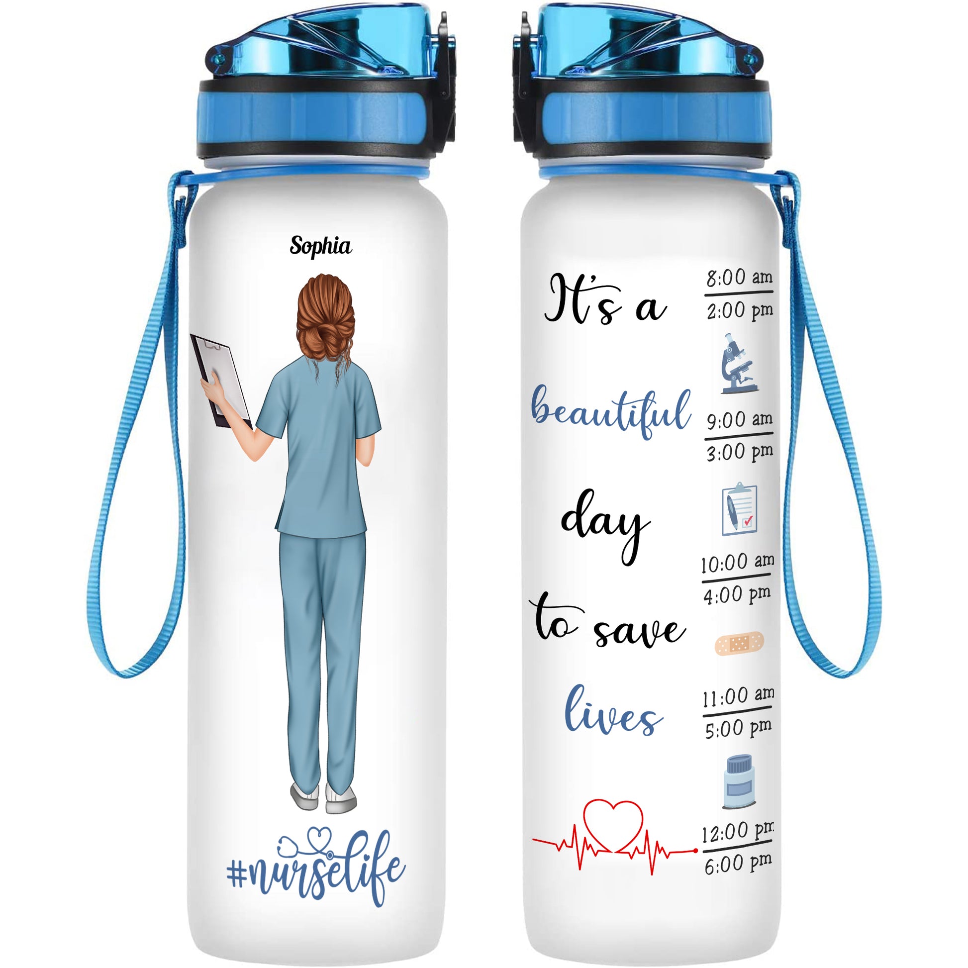 Personalized Flip Top Water Bottle Custom School Water Bottle