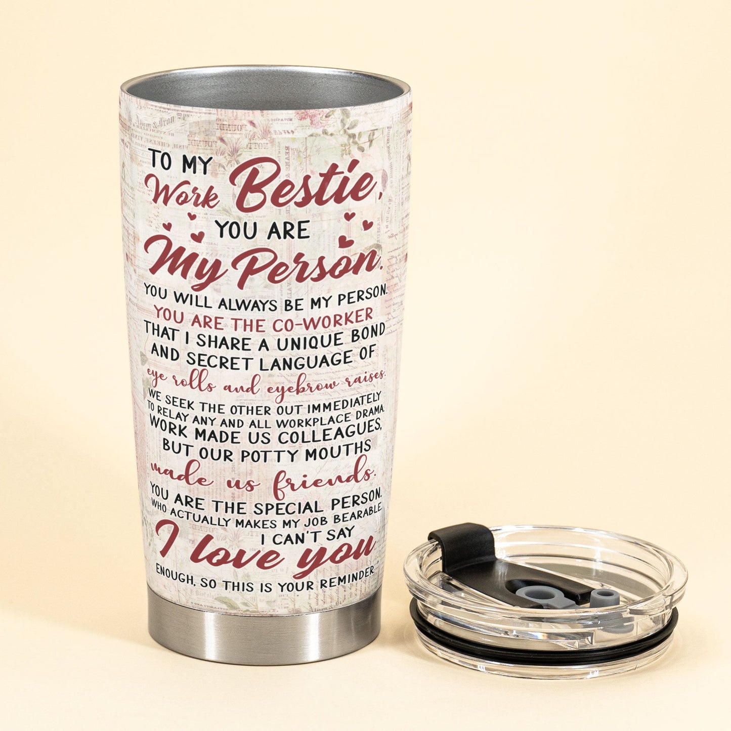 It's Who You Work With That Counts - Personalized Tumbler Cup - Birthday Gift Leaving Gift For Work Besties, Colleagues, Best Friends