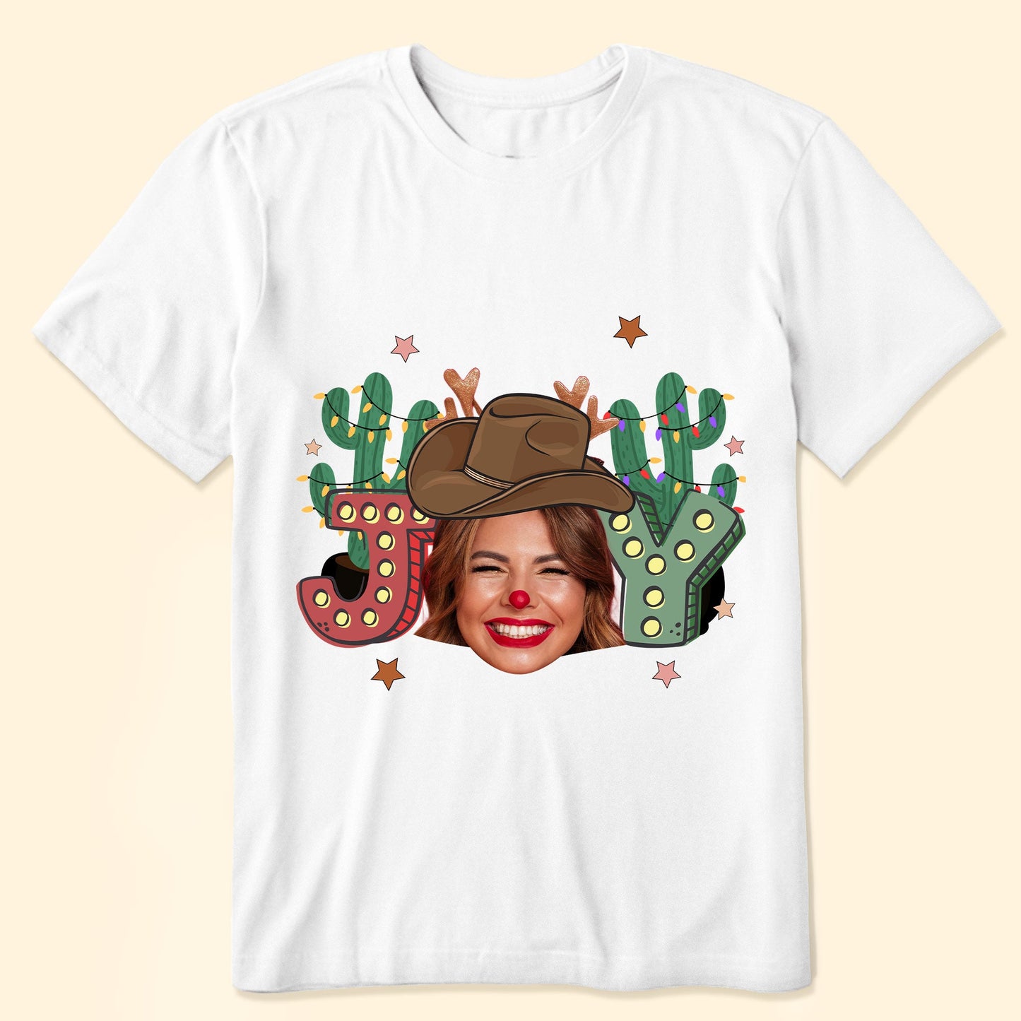 Joy Western Santa Christmas - Personalized Photo Shirt