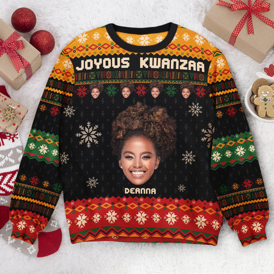 Joyous Kwanzaa - Personalized Photo Ugly Sweater