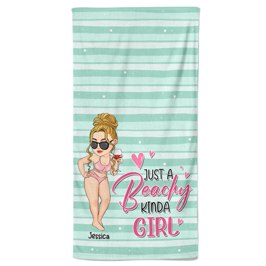 Just A Beachy Kinda Girl - Personalized Beach Towel