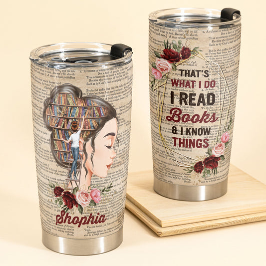 Just A Girl In Love With Books - Personalized Tumbler Cup - Birthday Gift For Book Lover