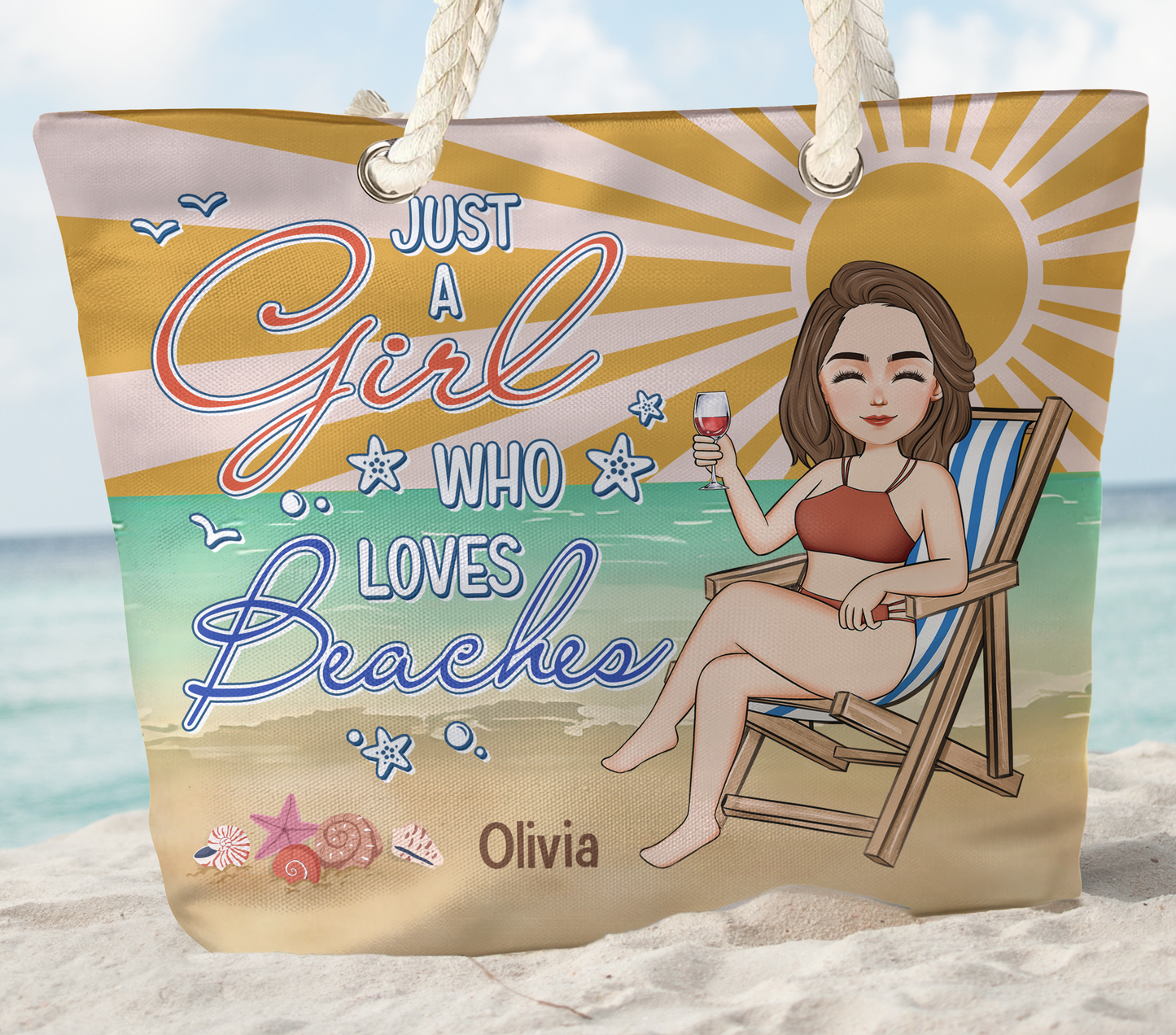 Just A Girl Who Loves Beaches - Personalized Beach Bag