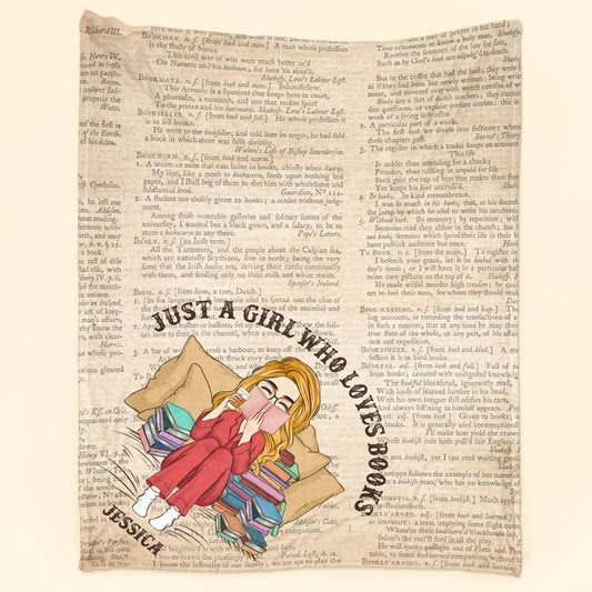 Just A Girl Who Loves Books 2 - Personalized Blanket - Birthday, Funny Gift For Book Lovers, Bookworm