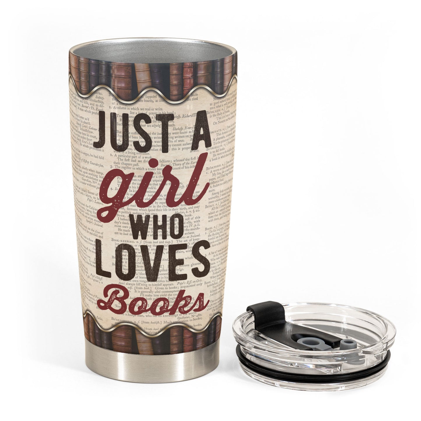 Just A Girl Who Loves Books - Girl Illustration - Personalized Tumbler  - Birthday Gift For Book Lover, Bookworms