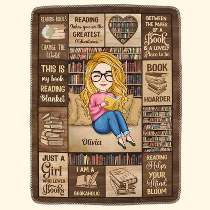 Just A Girl Who Loves Books - Personalized Blanket - Gift For Daughter