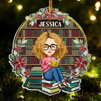 Just A Girl Who Loves Books - Personalized Bookcase Shaped Acrylic Ornament