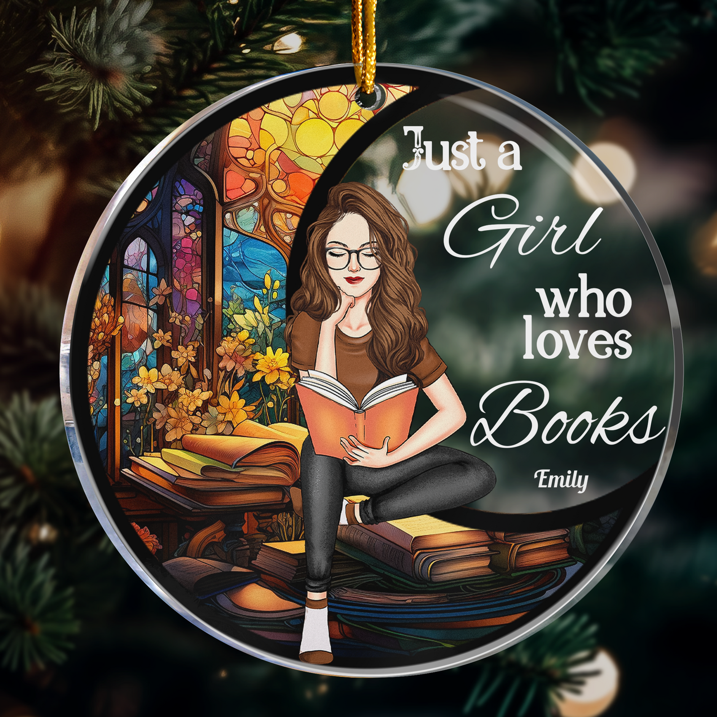 Just A Girl Who Loves Books - Personalized Acrylic Ornament