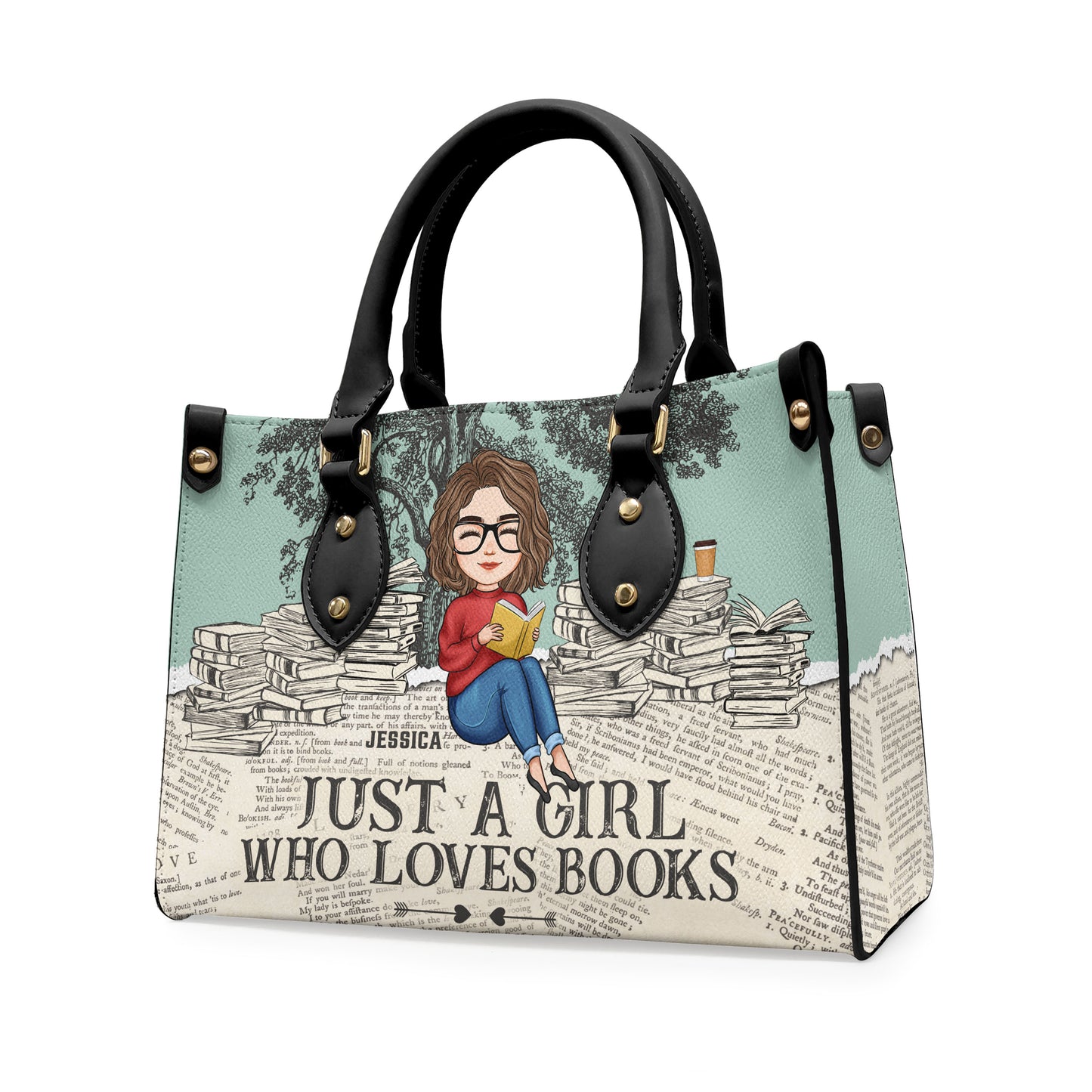 Just A Girl Who Loves Books - Personalized Leather Bag - Birthday, Loving Gift For Her, Book Nerds, Book Lovers, People Love Reading