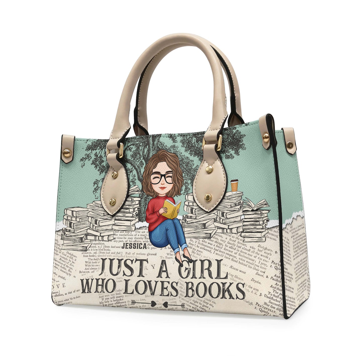 Just A Girl Who Loves Books - Personalized Leather Bag - Birthday, Loving Gift For Her, Book Nerds, Book Lovers, People Love Reading