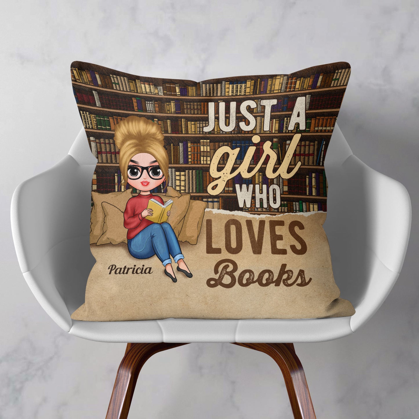 Just A Girl Who Loves Books Ver 2 - Personalized Pillow - Birthday Gift For Book Lovers - Chibi Girls